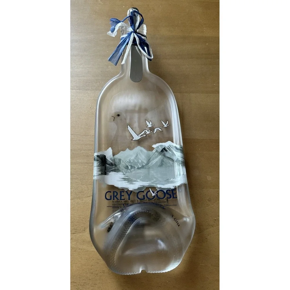Kiln Fired Flat 1 liter Grey Goose Bottle Cheese‎  Charcuterie Tray With Knife
